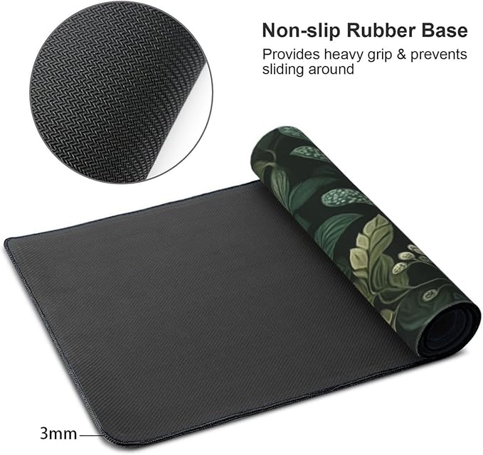 XXL Gaming Mouse Pad 35.4x15.7 Inch, Large Extended Desk Mat | Vintage Botanical Design, Non-Slip Rubber Base, Water-Resistant Surface and Stitched Edges for Gaming, Office & Home