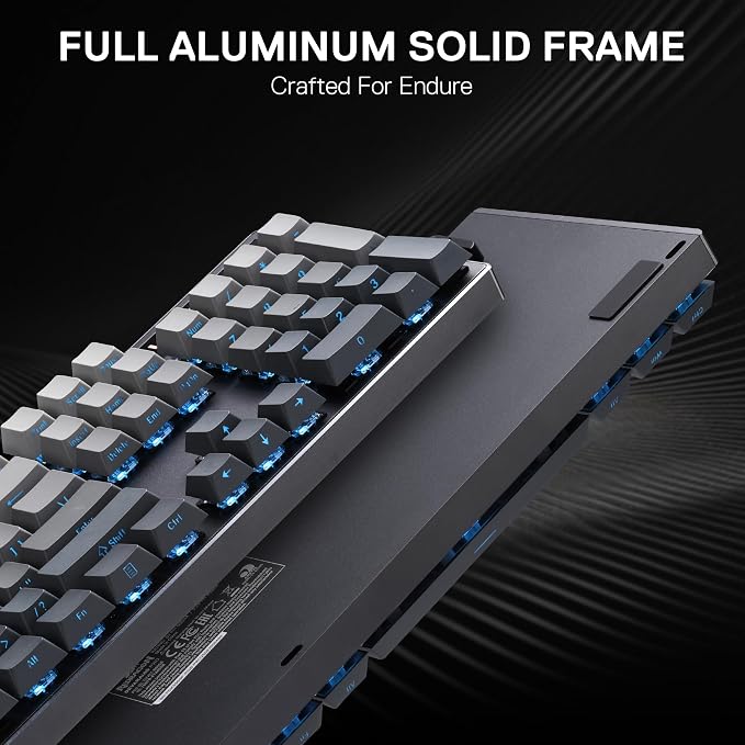 Redragon K556 PRO Wireless RGB Gaming Keyboard, Aluminum Board, PBT Keycaps | 0 Delay Tri-Mode BT/2.4GHz/USB-C for More Devices, Rock-Solid Stability, AM-PM Using Durability, Pro Software, Gradient Color