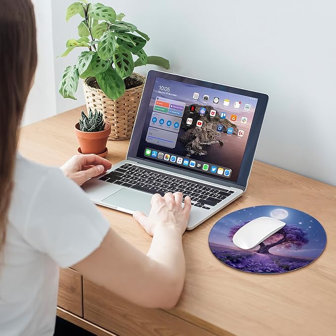 Round Mouse pad, high-end Texture, Sewn Edge Design, Anti-Slip Rubber Base. 8.6 x 8.6 inches (Heart Tree)