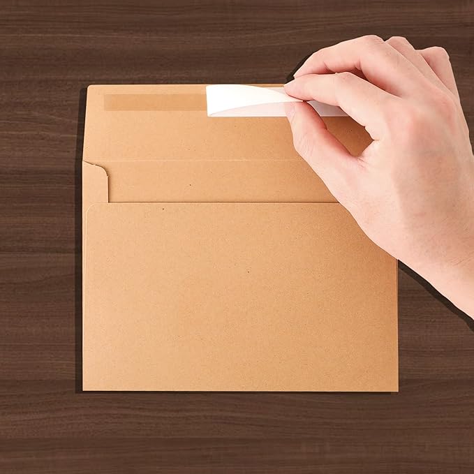 Kraft Kraft Paper Envelopes, 50 Pack, 5 x 7 Inch, Brown, A7, Card, Personalize Gift, Wedding, Birthday, Invitations, Postcard