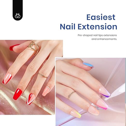 Beetles Gel Nail Tips 510Pcs 15 Sizes Short Coffin Acrylic Nail Kit Clear Nail Tips 5 in 1 Nail Glue Base Gel and Uv Led Lamp Easy DIY Press on Nails Extension Set for Women