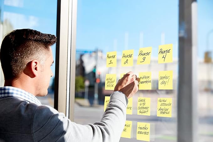 Post-it Notes, 3 in x 3 in, 4 Sticky Notes Pads, 50 Sheets per Pad, The Iconic Canary Yellow Note, School Supplies and Oﬃce Products
