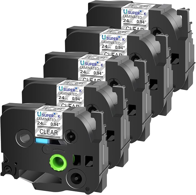5PK Compatible for Brother P-Touch Label Maker Tape TZe-151 TZ-151 TZe151 TZ151 Black on Clear 24mm 0.94 inch 1'' x 26.2ft Laminated TZe TZ Label Tape for PT-2400 PT-2410 PT-2430PC PT-2470