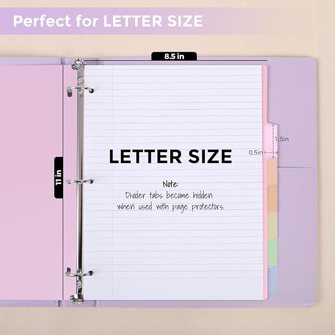 SKYDUE Durable Plastic 8-Tab Dividers,3sets,Big Tab Dividers for 3 Ring Binder, Write&Erase 3 Ring Binder Dividers with Tabs,with Sticker Labels，Purple