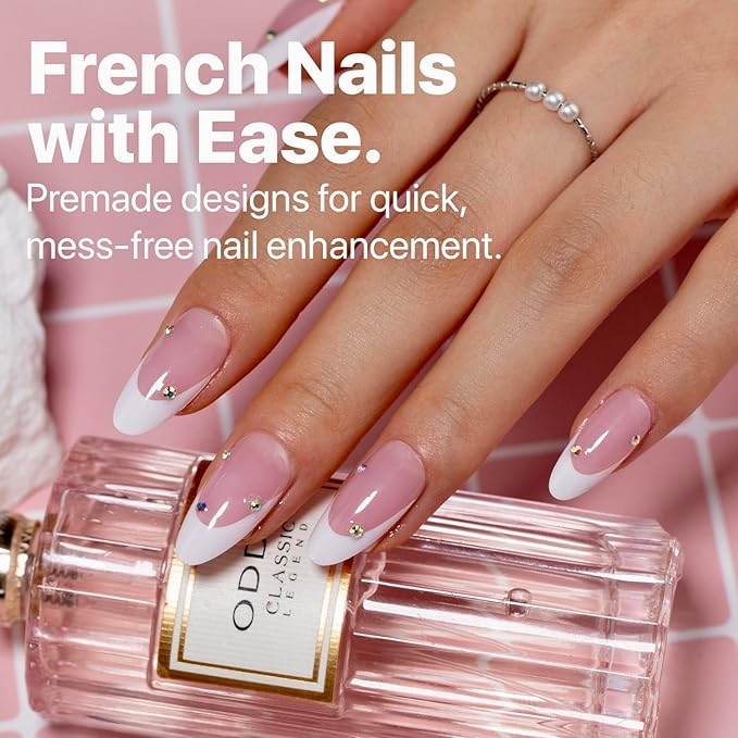 SXC Cosmetics French Tip Press On Nails 150 Pieces in 15 Sizes Ultra Fit with Pre-applied Tip Primer and Base Coat, No Need to File Fake Nails for Nail Art DIY X-Pro Tips (P114-S Almond)