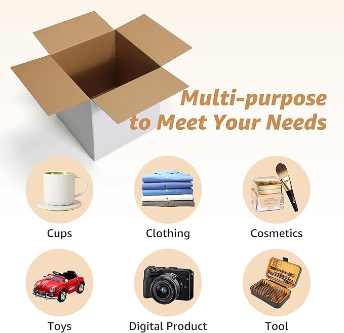 EXYGLO 15 Pack 10x10x10 Shipping Boxes for Small Business, White Corrugated Cardboard Small Box for Packaging, Moving, Mailing, and Storing