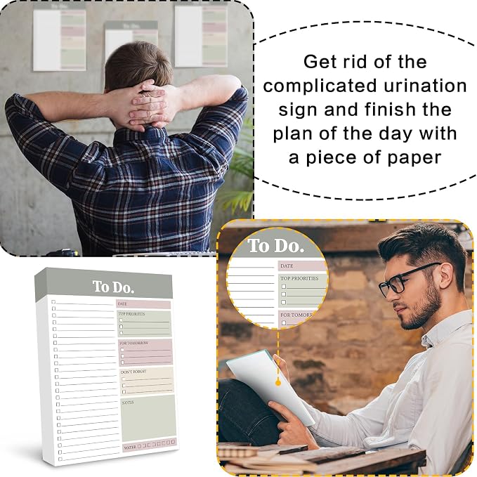 Spakon 300 Sheets Daily to Do List Notepad Notebook Library Card to Do Planner Checklist Memo Writing Pad Schedule Reminder Office Homework Planner for Task, 6" x 8 (Elegant,White,Olive Green)
