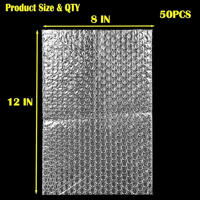 50PCS 8x12 Inch Bubble Pouch Wraps, Clear Bubble Out Bags for Packing, Double Walled Shockproof Foam Cushioning Bags for Moving and Shipping Fragile Item