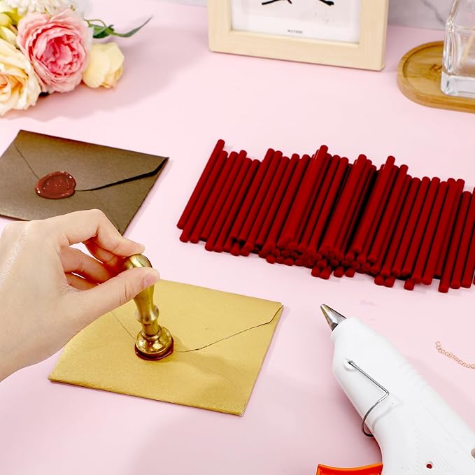 72 Pack Red Hot Glue Sticks Bulk, 0.27x4 Mini Wax Sticks for Stamp Seals Car Dent Repair Handmade DIY Art Craft Home Office Project Craftwork Fix & Repairs