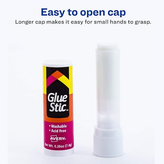 Avery® Glue Stick White, Washable, Permanent, 3 Per Pack, 6 Packs, 18 Glue Sticks Total (00164)