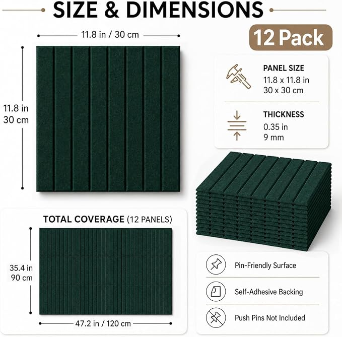 Stripe Felt Bulletin Board Tiles, Cork Board Alternative 48 x 36 in | 0.35 in modular felt wall tiles for notes, photos, schedules, reminders in offices, classrooms, home and office workspaces