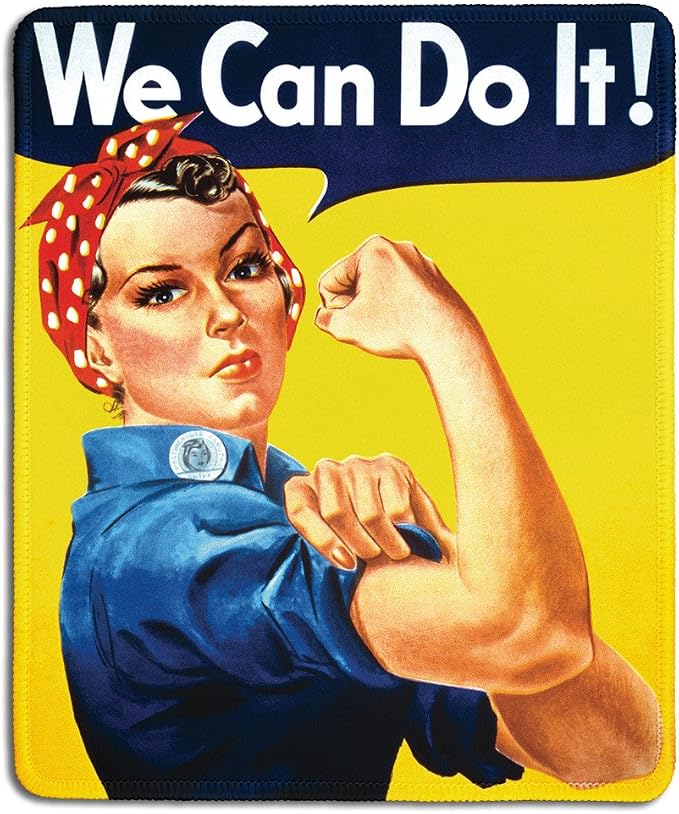 dealzEpic - Art Mousepad - Natural Rubber Mouse Pad with Famous Classic Vintage Poster Rosie the Riveter We Can Do It - Stitched Edges - 9.5x7.9 inches
