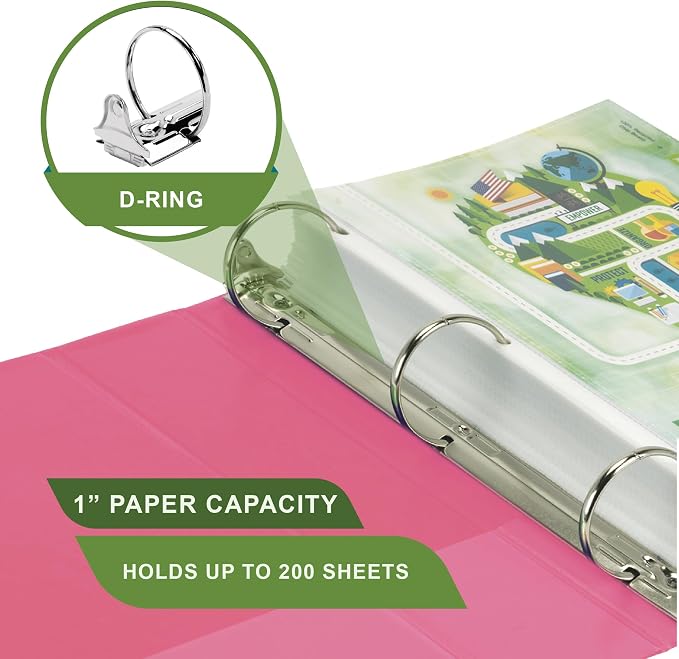 Samsill Plant-Based 2 Inch Durable Round Ring, View Binder, Eco-Friendly, USDA Certified Biobased, Single, Bright Pink