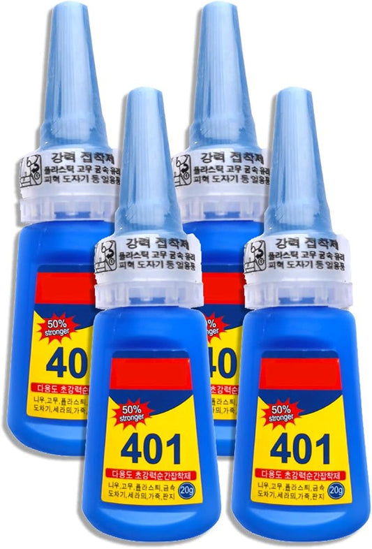 Glureo Multipurpose High-Grade Bonding Glue, All Purpose Repair Glue, 401 Instant Adhesive Super Strong Liquid Glue for Ceramic,Plastic,Wood, Metal (4PCS)