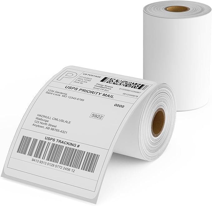 4x6 Direct Thermal Labels, White Perforated Shipping Label, 250 Labels per Roll, Thermal Printer Label 4x6(2 Rolls)
