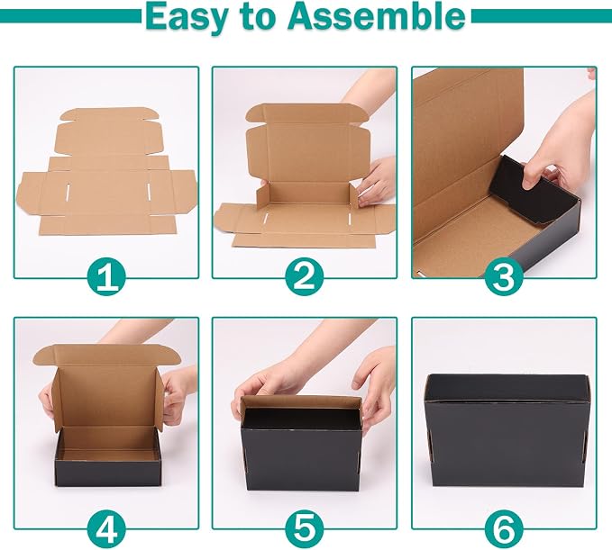 Hoikwo 40 Pack 6x4x3 Black Shipping Boxes | for Small Business, Black Packaging Cardboard Boxes, Moving Mailing Packing Box
