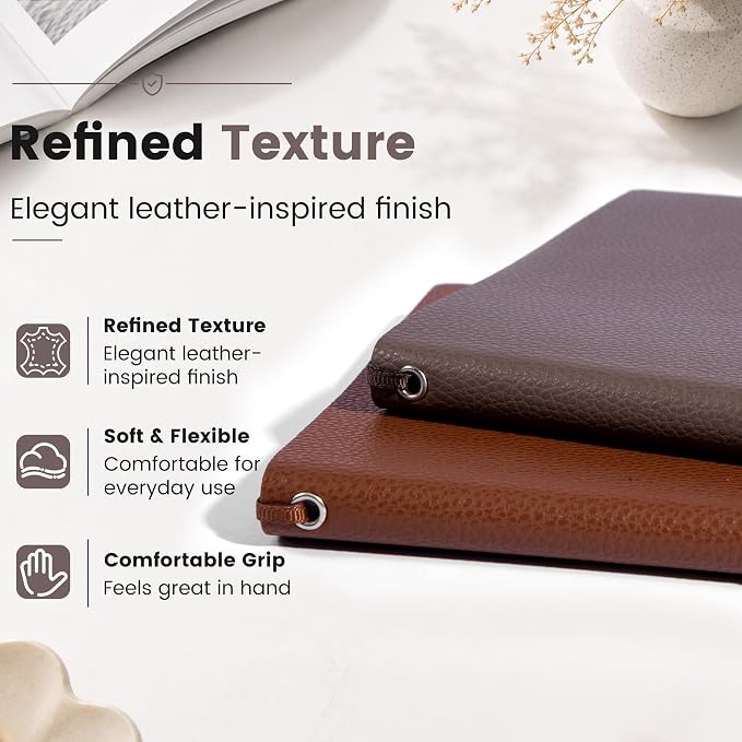 CAGIE Lined Journal Notebook for Men & Women,176 Pages A5 Medium Size, Softcover Leather Journals for Writing, College Ruled Notebook for Work & School, 100 GSM Thick Paper (5.7'' x 8.3'') (Taupe)