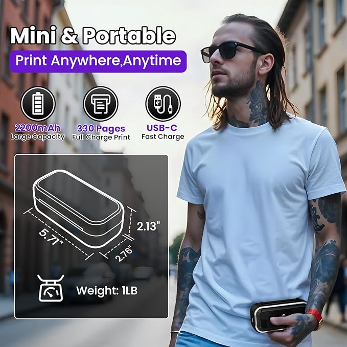 Phomemo TP31 Tattoo Stencil Printer, Mini Temporary Tattoo Maker with 30pcs Transfer Paper,Bluetooth Tattoo Machines Printers for Tattoo Beginners & Artists,DlY,Parties,Gifts. Deep Black