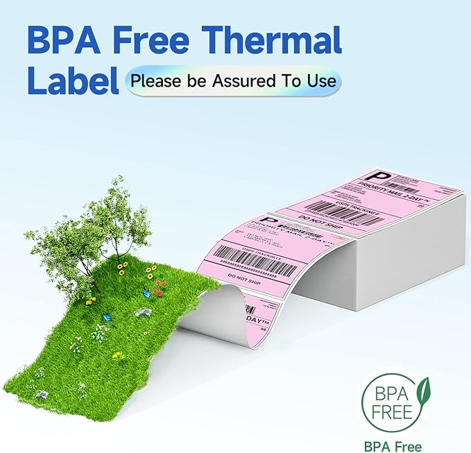 Phomemo 4X6'' Thermal Shipping Labels - Pack of 500 4x6 Fan-Fold Labels for Shipping Labels, Address, Mail, Product Logo Labels, Commercial Grade, Pureple