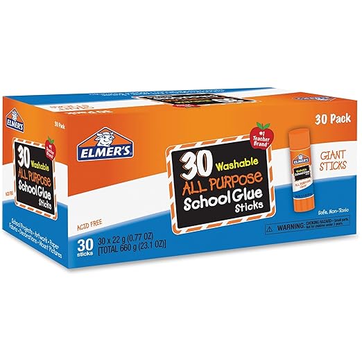 Elmer's® All-Purpose School Glue Sticks, 0.77 Oz, Pack of 30 Sticks