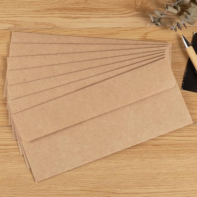100 Pack Colored #10 Business Envelopes, 4.13 x 9.49 Inches, Brown | Self Seal, Standard Envelopes, For Office Checks, Business Letter Mailing, Greeting Card