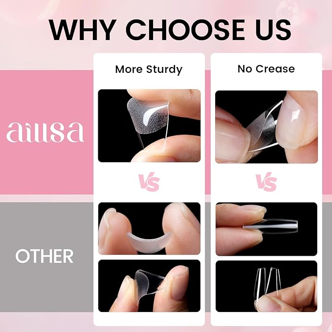 AILLSA Nail Tips and Glue Gel Kit Short Coffin Nail Tips 120pcs, Professional Glue Gel 30g for Fake Acrylic Nails, Full Cover Portable Mini U V Nail Lamp for DIY Salon Home