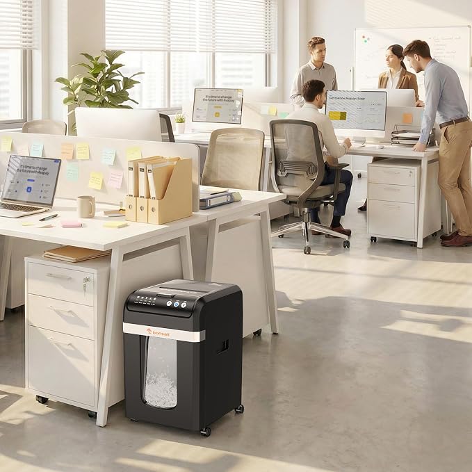 Bonsaii 200-Sheet Auto Feed Micro Cut Heavy Duty Paper Shredder for Office | 60-Min Nonstop Run, P4 High Security, Anti-Jam, 58dB Ultra-quiet, 8.1-Gal Bin with Casters, Large Commercial Shredder C283-A