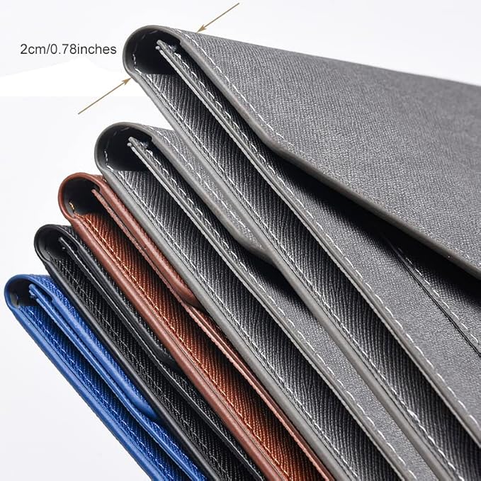 PU Leather A4 File Folder Document Holder 2 Pockets Portfolio Envelope Folder Case with Elastic String 3/4 Inch Expansion (Black)