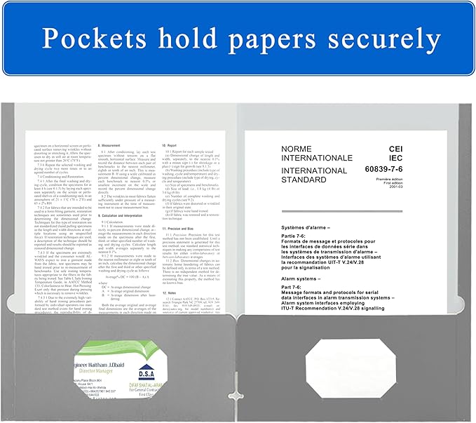 Zzrywuty File Folders with Pockets Letter Size,50-Pack Paper Folders with Card Slot,Grey Two Pocket Folders for School Students,Businessmen,Home and Office Workers