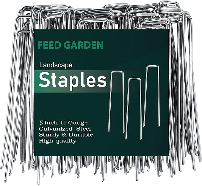 6 Inch 25 Pack Galvanized Landscape Staples 11 Gauge Anti-Rust Garden Stakes SOD Pins Yard Stakes