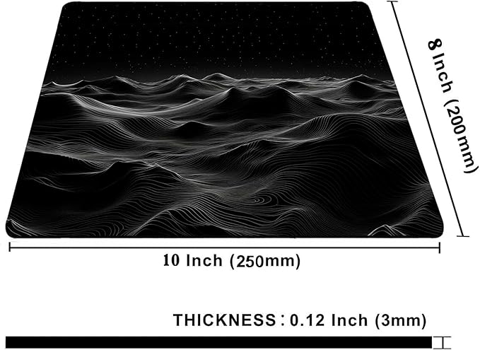 Black 3D Topographic Contour Unique Design Mouse Pad,Gaming Mouse Pads for Desk, Keyboard Mouse Mat Mousepad with Non-Slip Base for Home Office Work Laptop Wireless Mouse Computer Desk Accessories