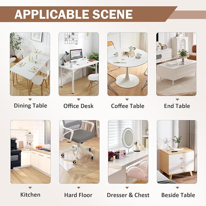 LovePads Clear Table Cover Protector 30 x 30 Inch, 1.5mm Thick Plastic Mat | Non-slip Waterproof PVC Table Protector, Cut to Size, Spill-Stain-Scratch Proof, Fits Kitchen, Dining Table, Dresser, Desk