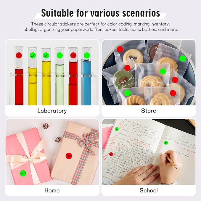 PARLAIM 1/2" Circle Dot Stickers 2 Rolls Pack 2000 Color Coded Labels for Home Commerce Business, Fluorescent Green + Red