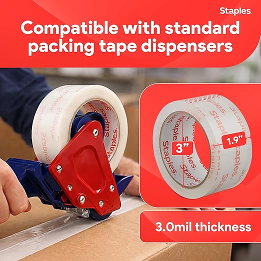 STAPLES Ultra Heavy‑Duty Packing Tape, 1.88” x 54.6 Yards, Clear — 6/Roll Pack