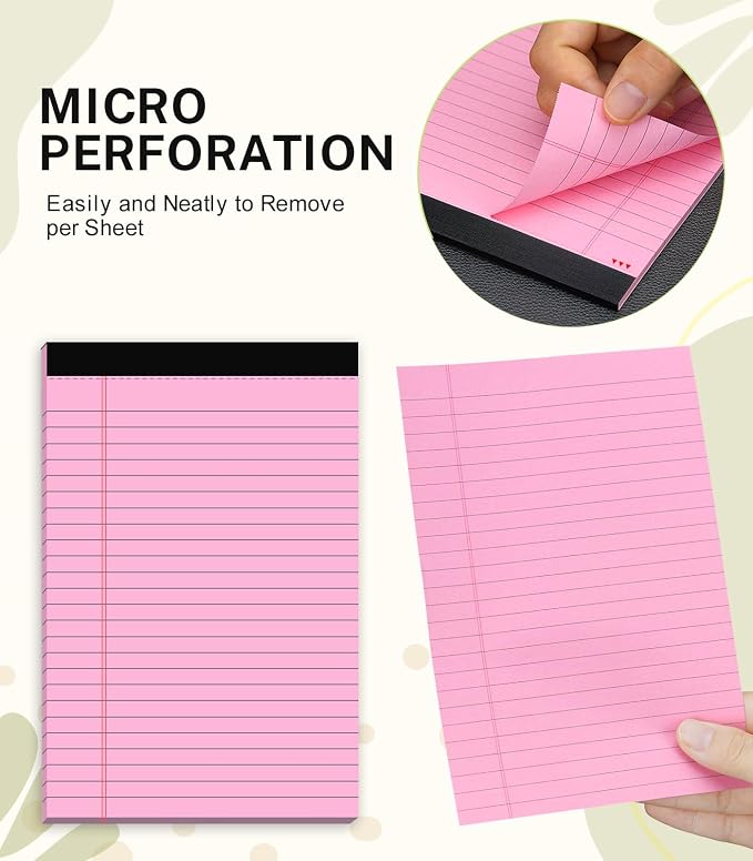 8 Pack Note Pads 5x8 Narrow Ruled Legal Pad Multicolor Small Notepads 5x8 | Colored Legal Pads 5x8 Pink Legal Pad Purple Notepad,30 Sheet/notepad,Perforated Lined Note Pads for Study,Office,To-Do Lists