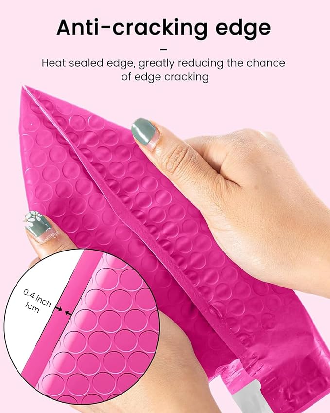 GSSSUSA Bubble Mailers 4x8" Usable Size 4x7" Padded Envelopes Pink 100 Pack | Shipping Bags,Mailing Envelope,Self Seal,Waterproof,Tear-Resistant,Opaque for Jewelry Lip Gloss,Small Business Supplies
