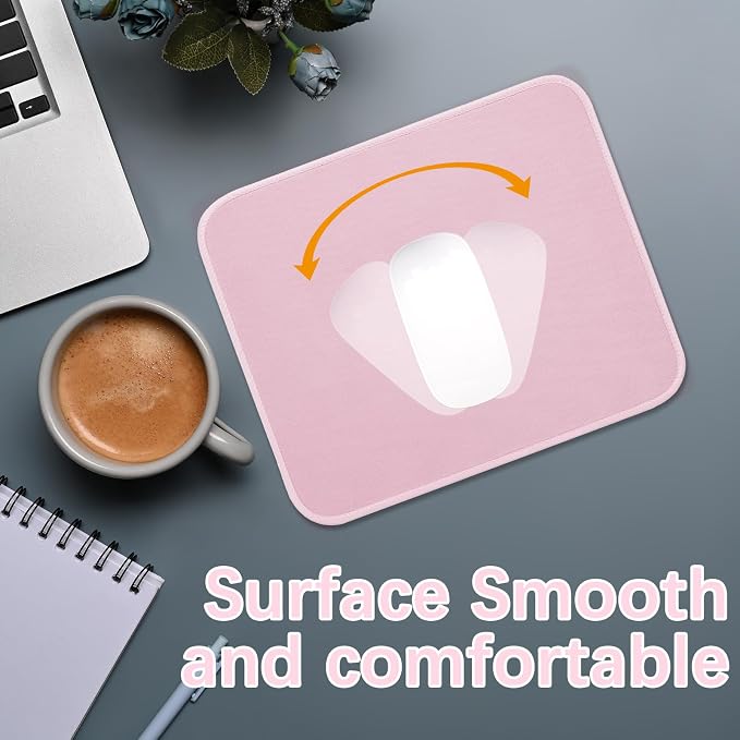 2 PCS Pink Mouse pad Bulk with Stitched Edge,10.2x8.3inches 3mm Thickness Premium Textured Non-Slip Rubber Base Washable for Office and Home Use