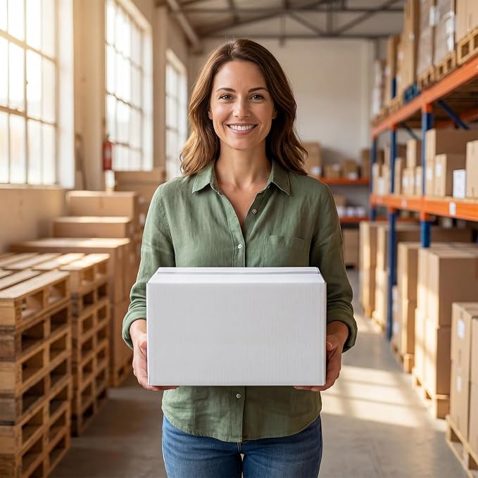 CRUGLA 12x9x8 Shipping Boxes 15 Pack, White Corrugated Cardboard Boxes with Side-Lock and Pre-Applied Double-Sided Tape, Easy Assemble Packing Mailer Boxes for Small Business Shipping