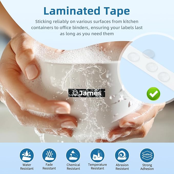 Label Maker Tape Black Replacement for Brother TZe-335 TZe335 Laminated P Touch Label Maker Tape White on Black TZe TZ 12mm 0.47 Laminated for Brother PT-D210 PT-D220 PT-H110 PT-D400 PT-D600, 4-Pack