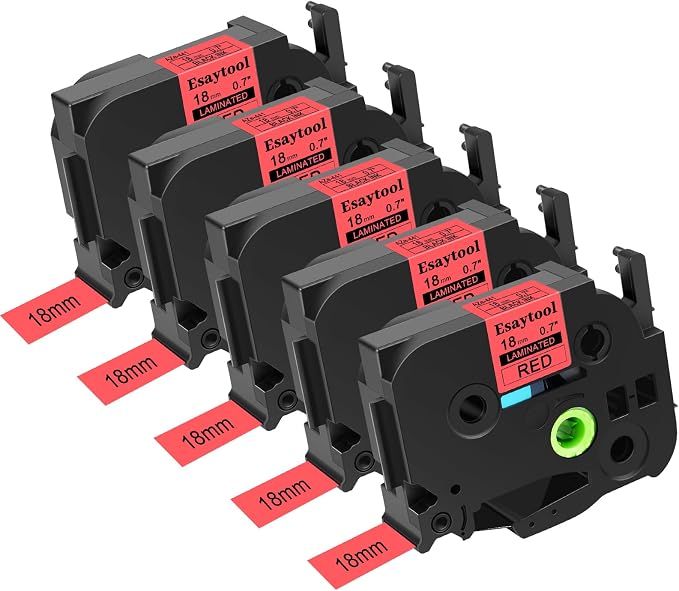 5 Pack Compatible with P-Touch TZe-441 AZE-441 TZ-441 Black on Red 18mm 0.7'' Laminated Label Tape Replacement for Ptouch PT-1300 PT-2030 PT-300 PT-D400AD PT-E550W PT-P950NW Label Maker