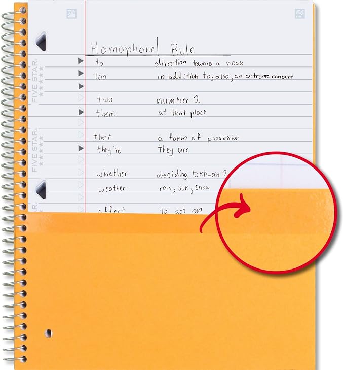 Five Star Spiral Notebook, 3 Subject, Wide Ruled | 8" x 10-1/2" | 150 Sheets | Water Resistant | Tidewater Blue | Pack of 6