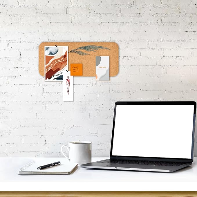2 PCS 12.5"*5.5" Self-Adhesive Cork Board, 1/2"(12mm) Thick Cork Boards for Walls, 1 Pack 12.5"*5.5" Bulletin Board, Cork Board Tiles for Office, Home, School (2PC)