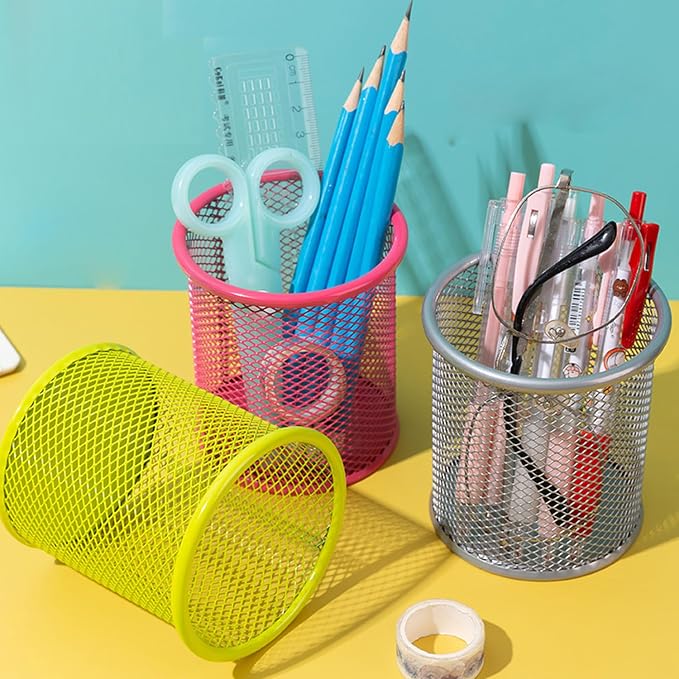 Pen Holder Pencil Organizer Mesh Cup Marker Tape Clip Scissors Container for Office Desk School Student and Teacher