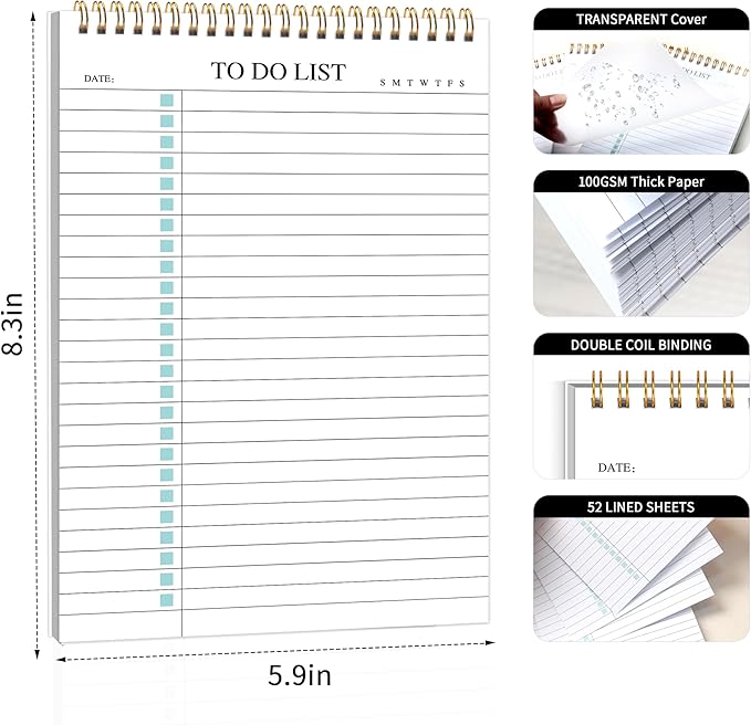 To Do List Notepad 3pcs/set - Daily Planner Notepad Undated 52 Sheets Tear Off, 5.5" x 8.3" Planning Pad Checklist Productivity Note Pad for Work and Personal Organized