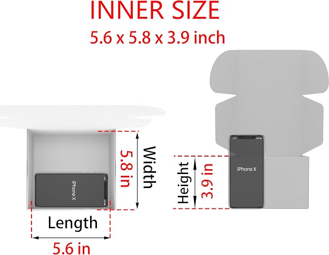 6x6x4 Shipping Boxes Set of 25, White Mailer Corrugated Cardboard Box | for Packaging, Literature, Packing, Mailing, Storage, Small Business, Moving, Gift, Supplies, Quick Fold, Tab Locking