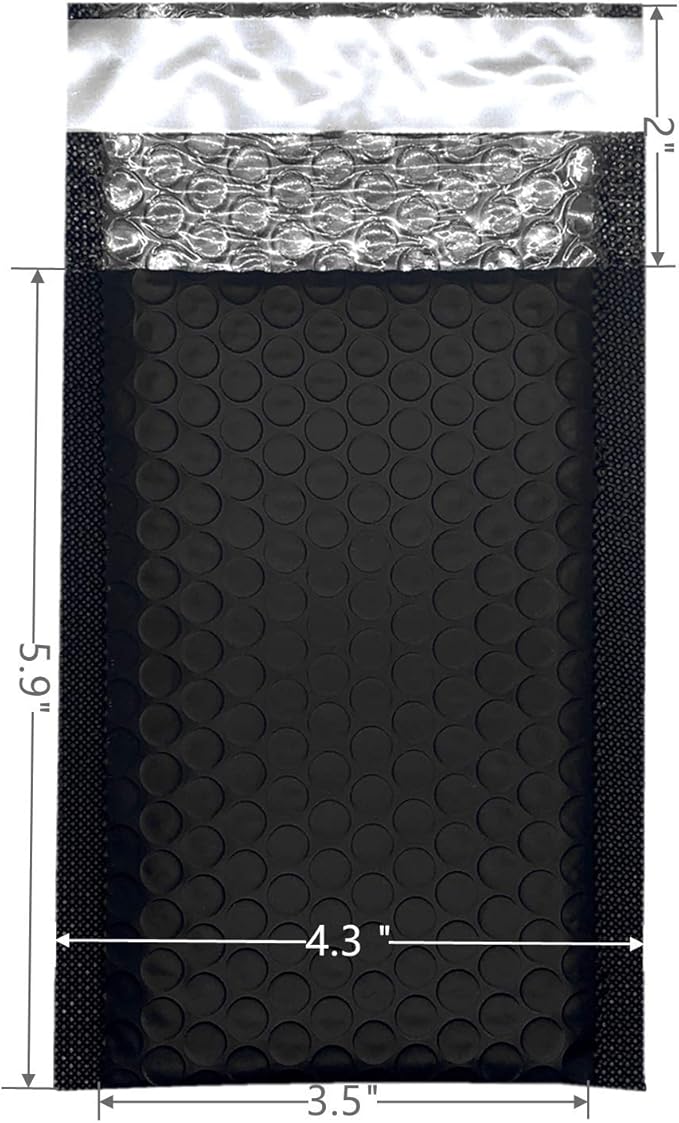 Bubble Mailers 3.5X5.9 Inch 50 Pack Small Padded Envelopes Poly Thicken Padded Self Seal Envelopes Bags(Black)