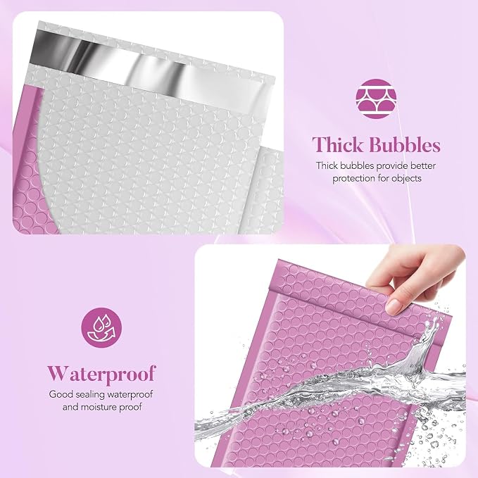 Fuxury Bubble Mailers 6x10" Pinkish Purple Padded Envelopes 600 Pack Bulk | Usable Size 6x9" Self Seal Mailing Envelopes Bubble Padded Shipping Bags for Mailing Jewelry, Makeup,Small Business #0