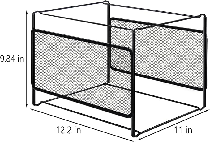 Comix 2 Packs Mesh Hanging File Folder Organizer for Home Office, Black | Letter Size Hanging File Box, Smooth Rails, Space-Saving File Holder
