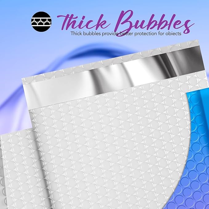 Fuxury Cute Design Bubble Mailers 6x10" 600 Pack Opaque Padded Envelopes Usable Size 6x9" Self Seal Pattern Bubble Shipping Envelopes for Mailing Jewelry Makeup Cards #0 Thick Padded Mailer BluePurple