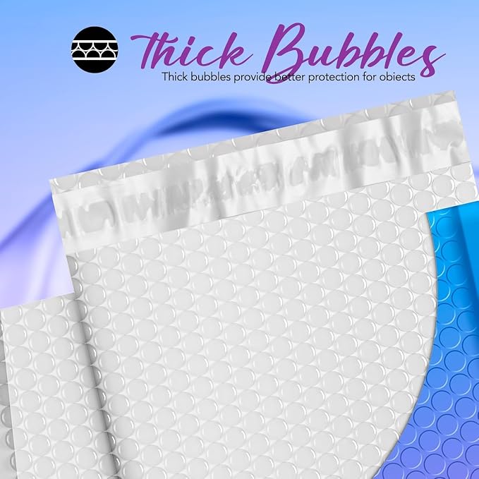 Fuxury Cute Design Bubble Mailers 6x10" 100 Pack Opaque Padded Envelopes | Usable Size 6x9" Self Seal Pattern Shipping Envelopes for Mailing Jewelry Makeup Cards Thick Bubble Padded Mailer BluePurple